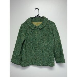 Vintage Tweed Pattern Kelly Multi Green Blazer size 37" chest Wool Blend? Double
